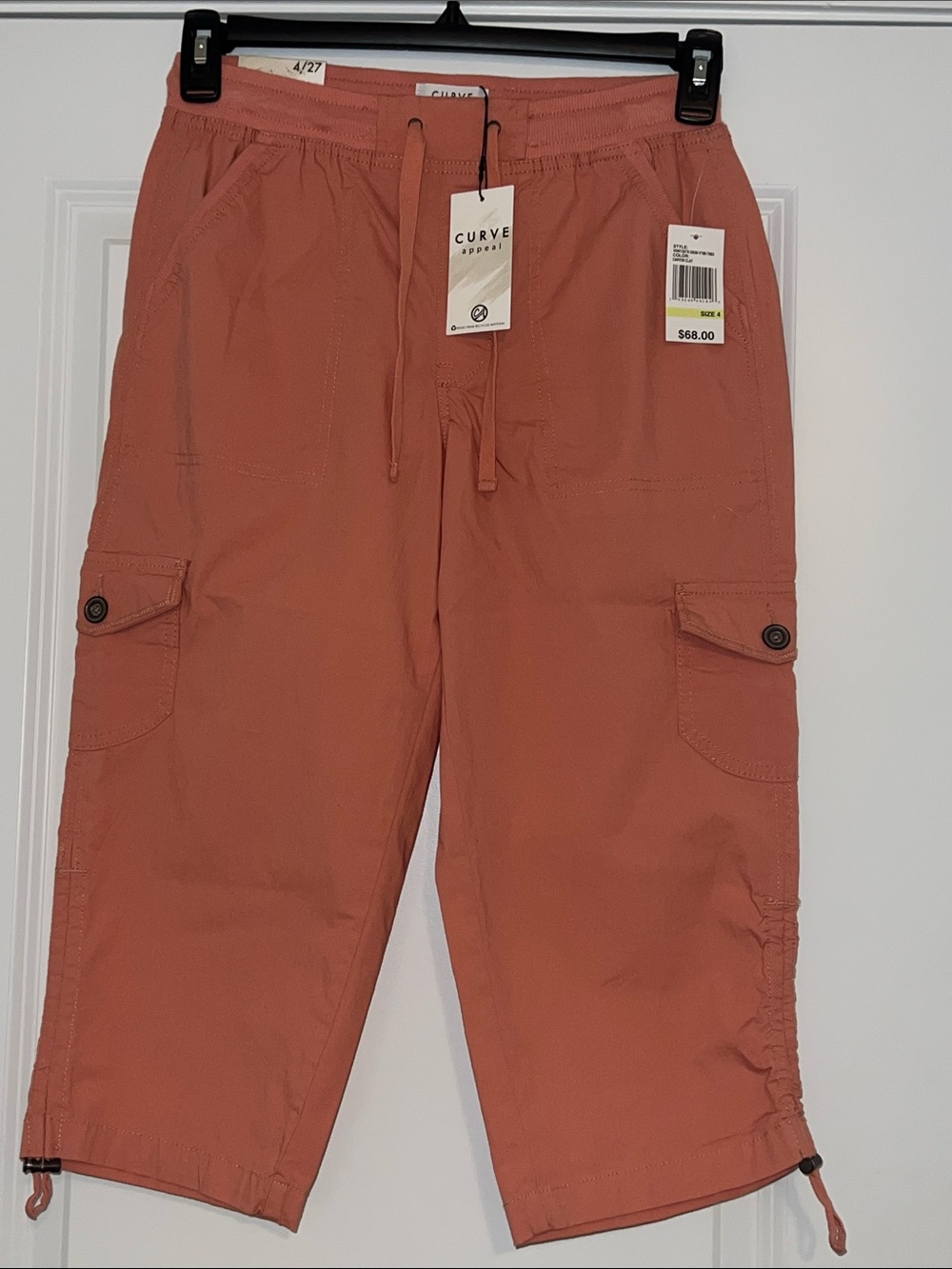 Curve Apparel Women's Cargo Capris in Terracotta